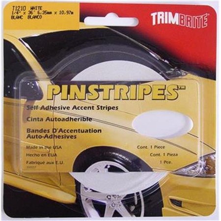 TRIMBRITE TRIMBRITE T1210 Pinstripe Tape; White; 0.25 In. X 36 Ft. T18-T1210
